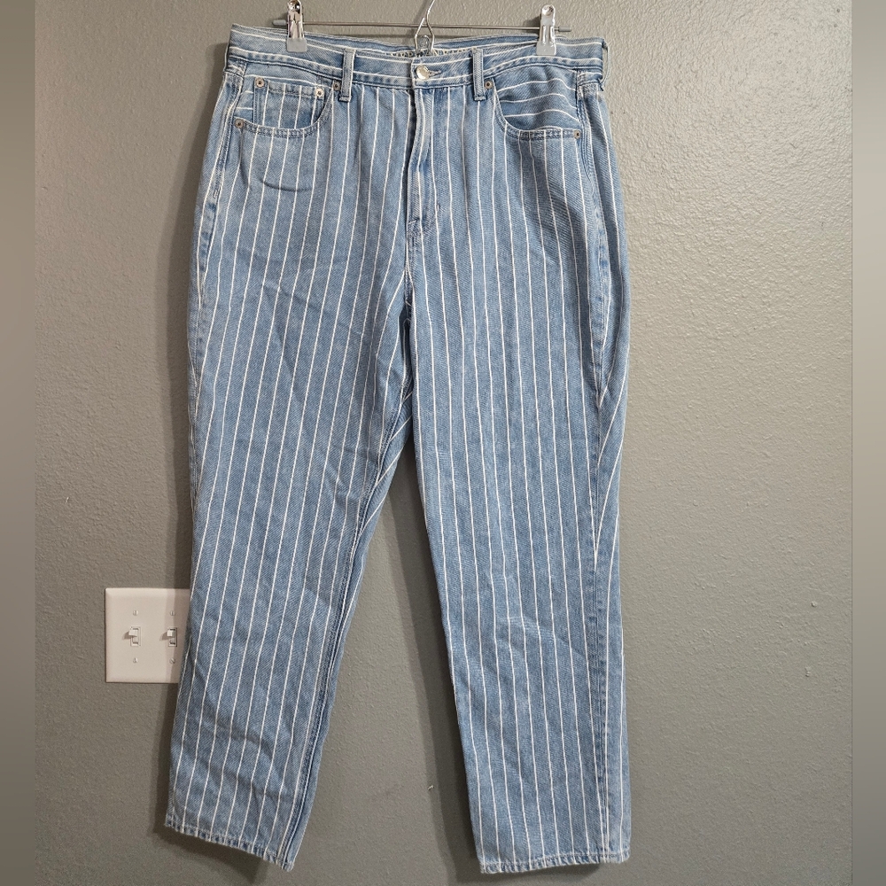 American Eagle Outfitters Light Blue Pinstripe High-Rise Jeans